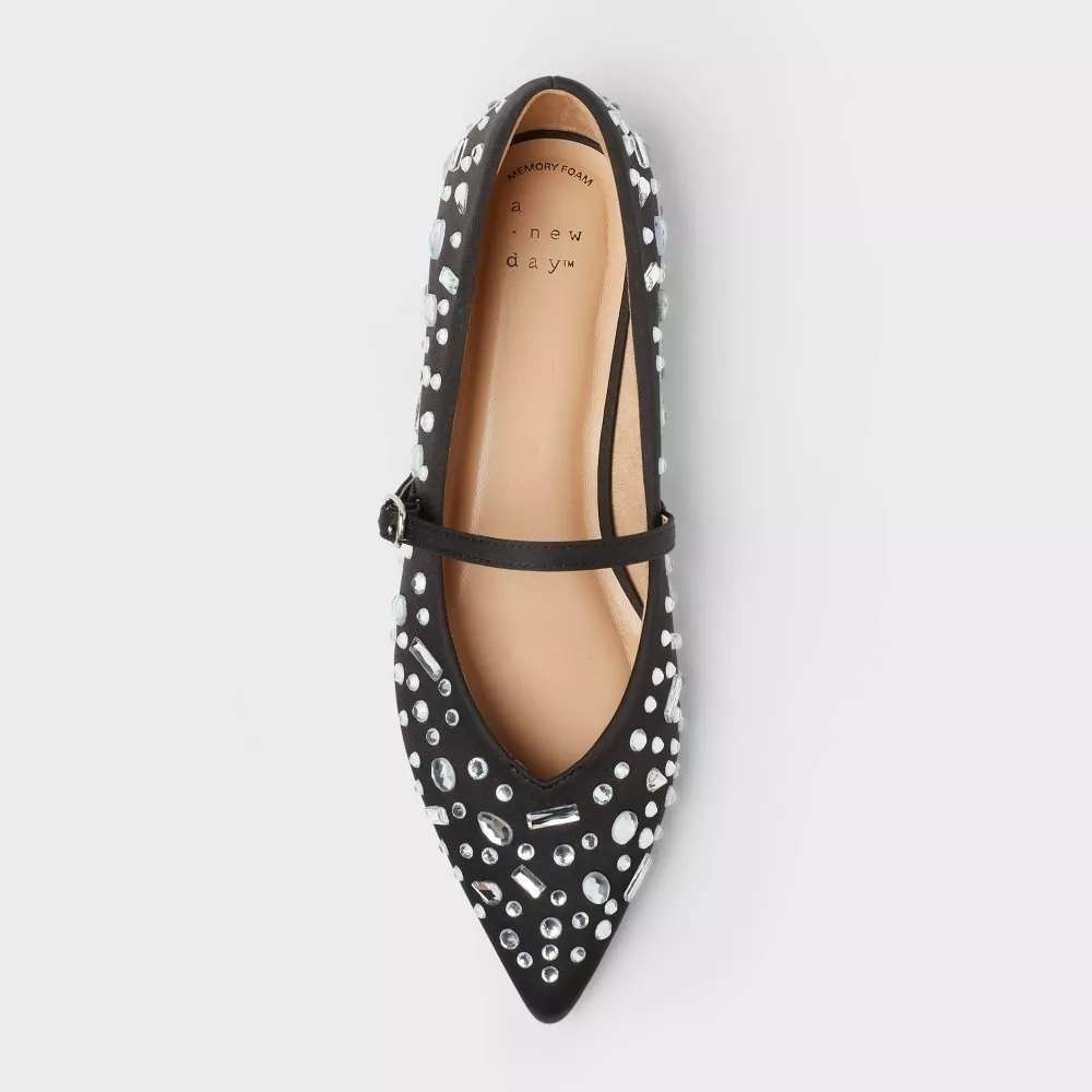 Women's A New Day Jet Black Gabriella Pointed Flats 6.5 New With Tags - Picture 2 of 6